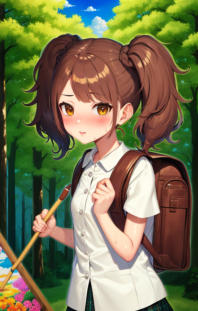 53368-3068451144-painting, brush strokes, scenic background, lineart, forest, colorful flowers, rise kujikawa [persona], brown short twintails, b.png